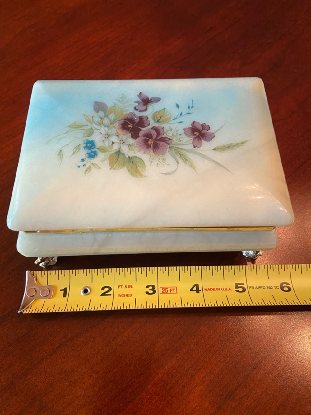 Italian Alabaster Jewelry Box - Picture 2 of 5